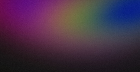 Abstract vignette color gradient grainy backdrop design. Purple magenta blue color dark vibrant shaped noisy gradient, glowing color flow, bright shine, noise texture, cover, banner, poster