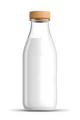 Organic milk bottle realistic illustration mock up isolated on white