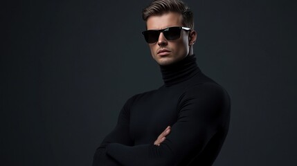 Mysterious Man in Sunglasses and a Black Turtleneck