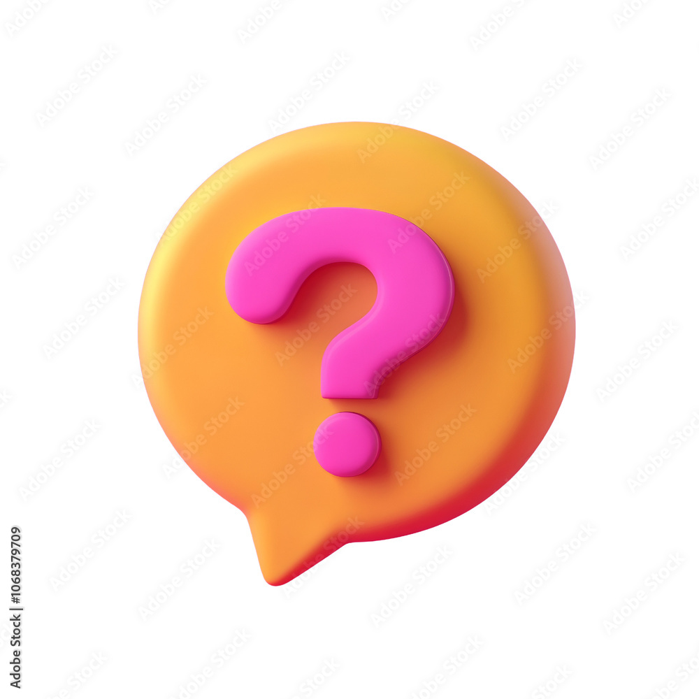 Poster 3d speech bubble with question mark - faq and help icon
