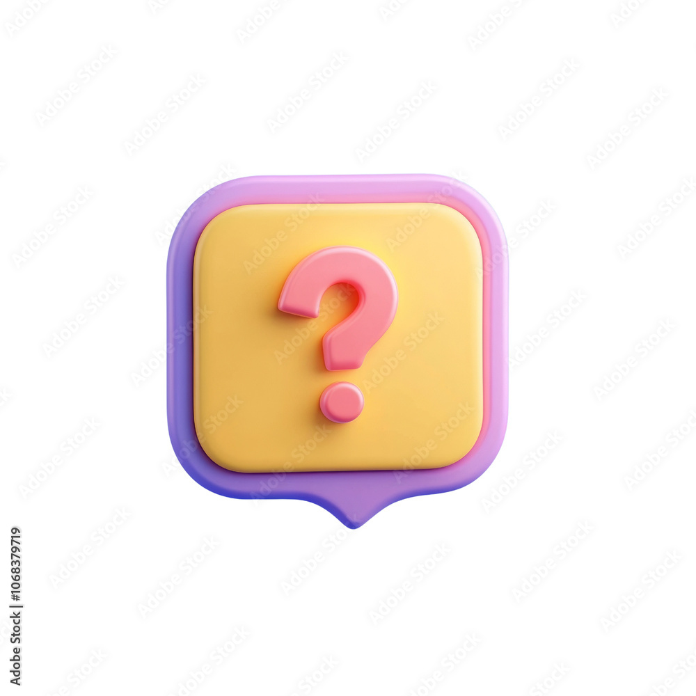 Poster 3D Speech Bubble with Question Mark - FAQ and Help Icon
