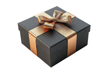 Fototapeta premium Elegant black gift box adorned with a shiny golden ribbon bow ready for celebration