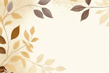 Fototapeta premium gold brown leaves beige background with copy space