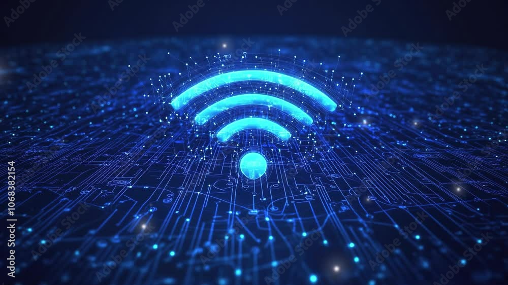 Poster abstract wireless network concept with digital technology. digital connection and communication icon