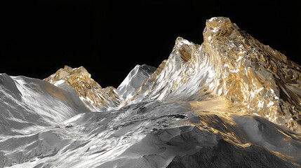 Obraz premium Glistening gold silver abstract mountain cloud scenery,ethereal landscape,contemporary art premium wall decor,elegant nature illustration prints,breeze,cliff,clipart,tree,luxury,rock,traditional