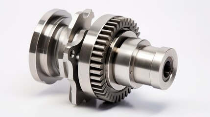 A polished metal mechanical part, intricate and precise, showcasing engineering prowess and industrial craftsmanship.