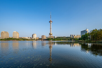 Obraz premium Shennong Pagoda, Shennong Lake, Zhuzhou, China