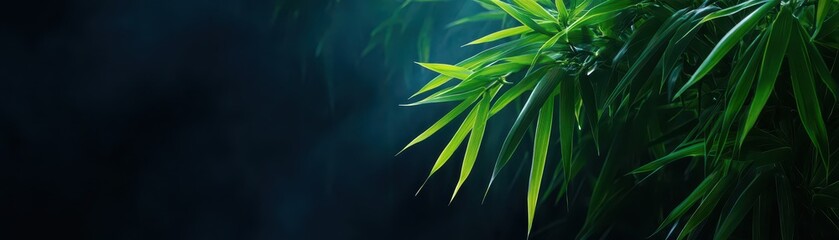 Naklejka premium Sunlight Filters Through a Serene Bamboo Forest, Creating a Tranquil and Enchanting Atmosphere