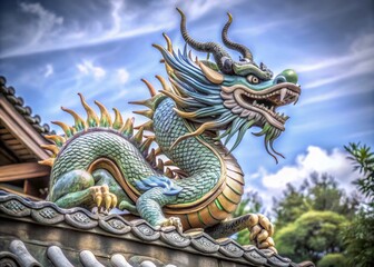 Intricate Macro Photography of Flatline Japanese Dragon Art in PNG Format, Showcasing Detailed Features and Vibrant Colors for Creative Use in Digital Projects