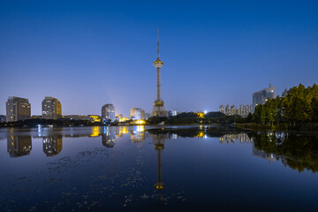 Fototapeta premium Shennong Pagoda, Shennong Lake, Zhuzhou, China