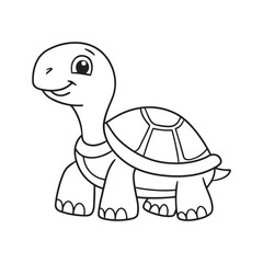 Cute turtle cartoon coloring page illustration vector. For kids coloring book.