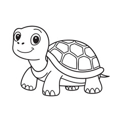 Cute turtle cartoon coloring page illustration vector. For kids coloring book.