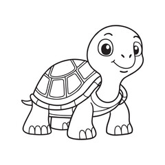 Cute turtle cartoon coloring page illustration vector. For kids coloring book.