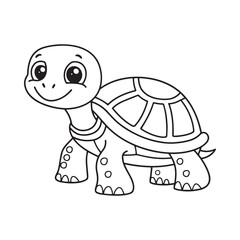 Cute turtle cartoon coloring page illustration vector. For kids coloring book.