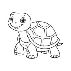 Cute turtle cartoon coloring page illustration vector. For kids coloring book.