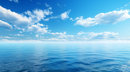  sky over calm sea. Blue sea and sunny sky on horizon over calm water