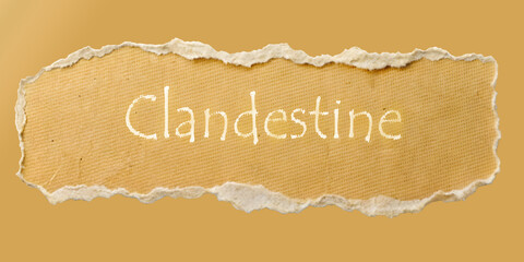 Torn paper with message Clandestine