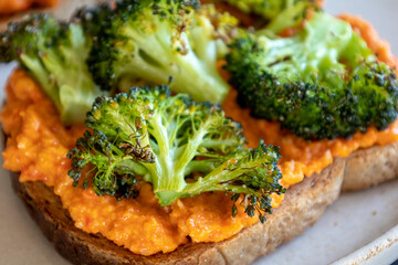 Delicious Healthy Toast with Roasted Broccoli for Breakfast