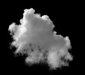 Fluffy white clouds isolated on black background. Design concept. Smog. Abstract clouds. Fog over the sky. Cloud or smog background