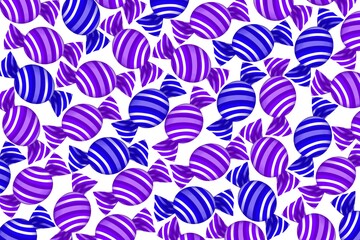 Pattern, candy, seamless pattern with candies, blue and purple background, purple, purple pattern, blue, blue candy, chocolate, package design, illustration, 3d, fabric, paper, wrapping, sweet, art
