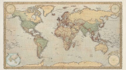 Discover the joyful monkey in a decorative vintage map of the world crafted with gigapixel text shapes