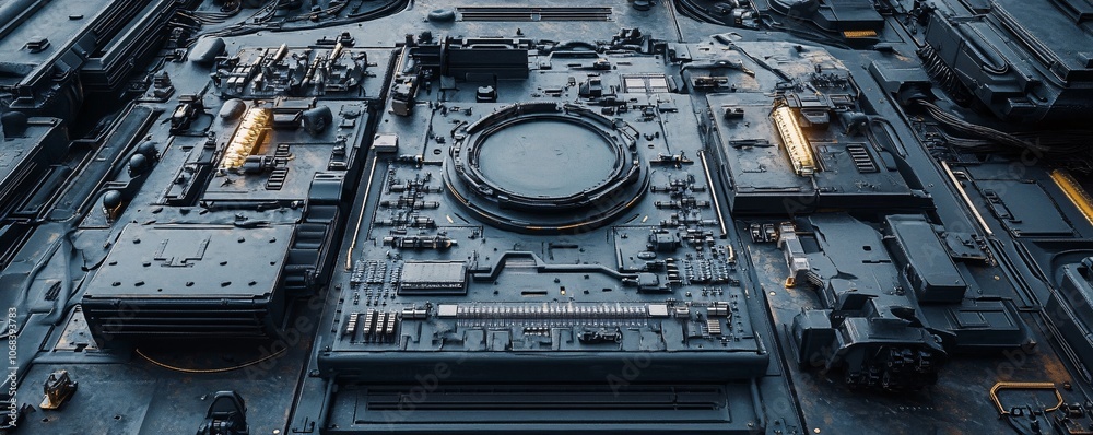 Poster Futuristic circuit board showing advanced technology and engineering