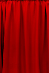 red theater curtain that dropped down as a straight line. Background for inserting text, empty spaces