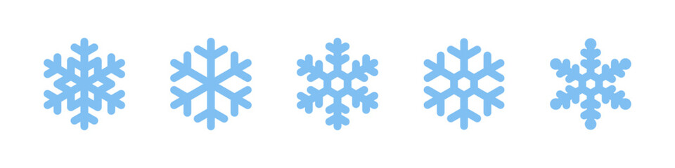 Snowflake icons set. Christmas and winter collection. Vector illustration.