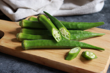 Fresh organic okra vegetable or lady's fingers.  Antioxidants food.