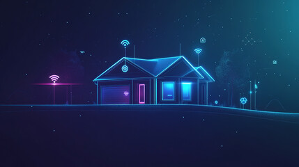 Fototapeta premium Abstract wireless network concept with digital technology. Digital connection and communication icons such as 