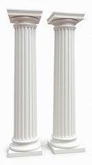 Elegant classic Greek columns isolated on white background