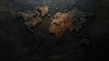 Fototapeta premium World Map Carved in Stone.