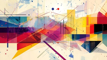 Fototapeta premium Abstract Geometric Composition with Vibrant Colors and Shapes