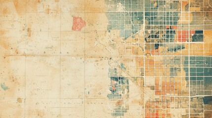 Fototapeta premium Explore the joyful monkey on a vintage city map with faded colors and captivating text shapes