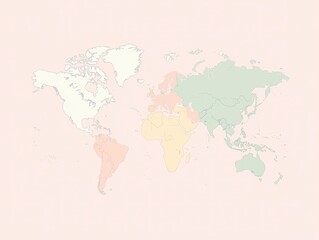 World Map with Colored Continents