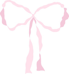 Pink watercolor coquette ribbon bow for girly design, wedding, birthday or gift