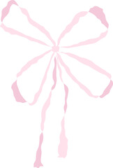 Pink watercolor coquette ribbon bow for girly design, wedding, birthday or gift