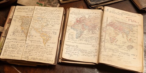 Obraz premium Vintage World Map Notebook.