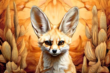 Fototapeta premium fennec fox with oversized ears perked up a fennec fox with its l