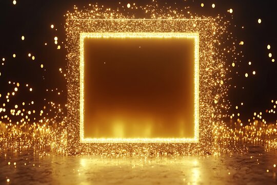 Glowing neon banner on concrete wall background with reflections. Style and design concept. Mock up, 3D Rendering