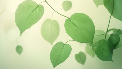 Obraz premium A serene composition of lush green leaves against a soft, blurred background, perfect for nature-themed projects and eco-friendly designs