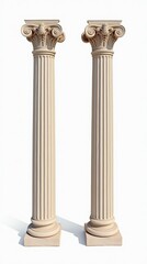 Obraz premium Classical Greek columns with detailed capitals on white background