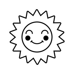 Funny sun icon vector. Smiling sun illustration sign. Sun symbol or logo.