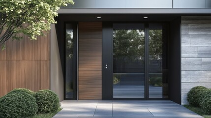Contemporary door mockup with glass panels