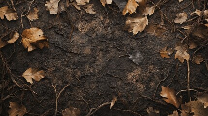 Create a dirt texture blended with leaves and twigs for a forest floor effect.