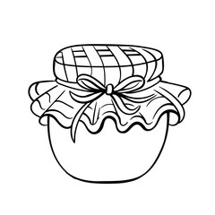 Fruit jam. Coloring page in doodle style. Hand draw.