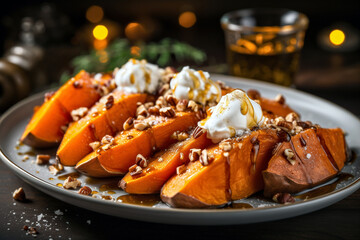 Warm, sweet, and comforting baked sweet potatoes, ideal for winter.