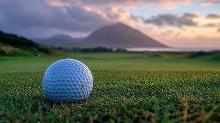 Golf Ball on a Green Course