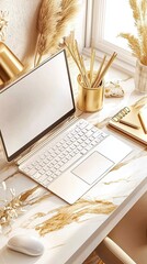 Golden Office Workspace.