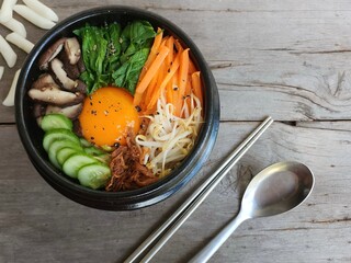 Bibimbap rice and vegetables Korean food